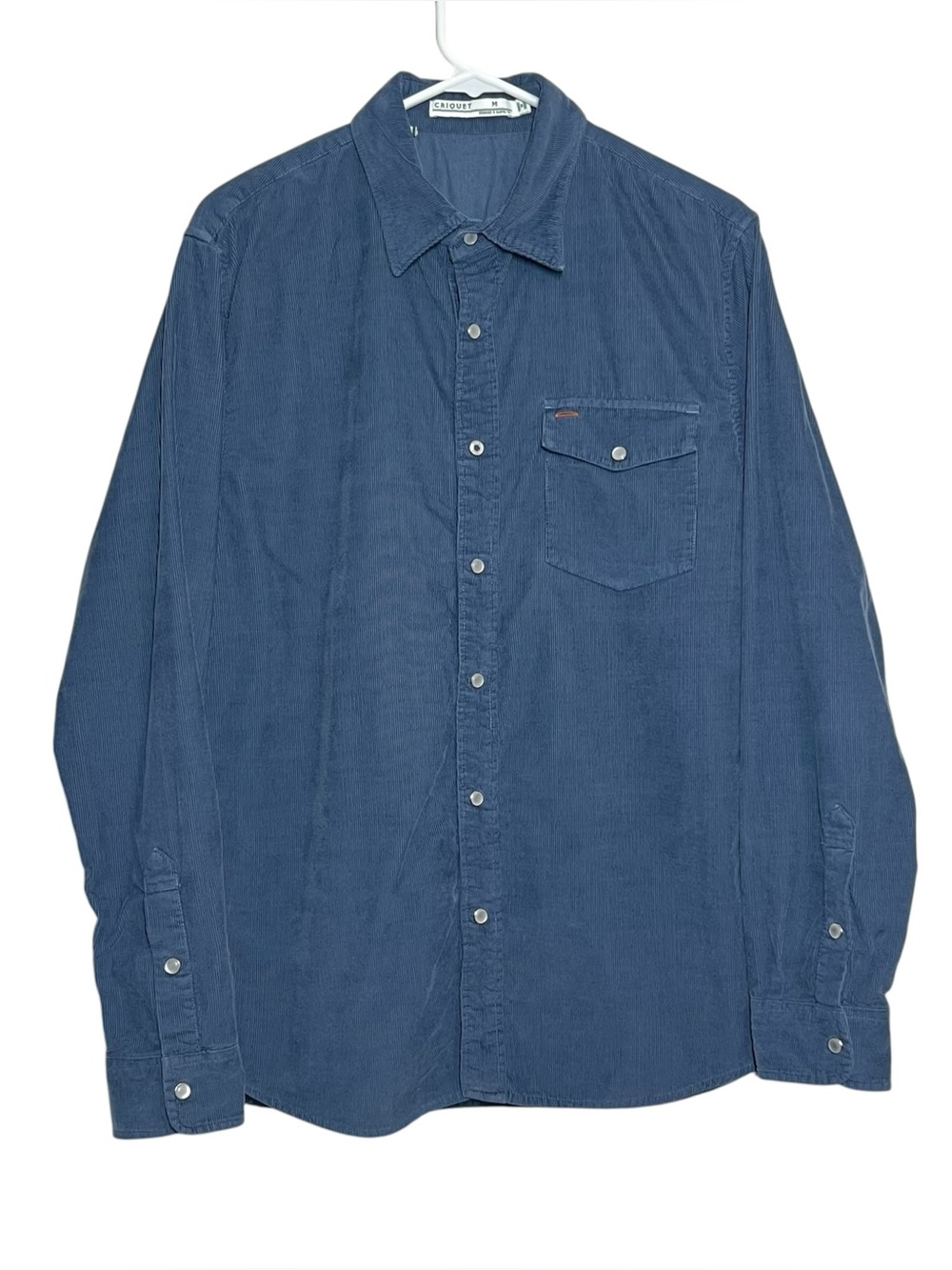 Criquet Shirt Mens Size M Blue Corduroy Long Sleeve Pearl Snap Western Rodeo